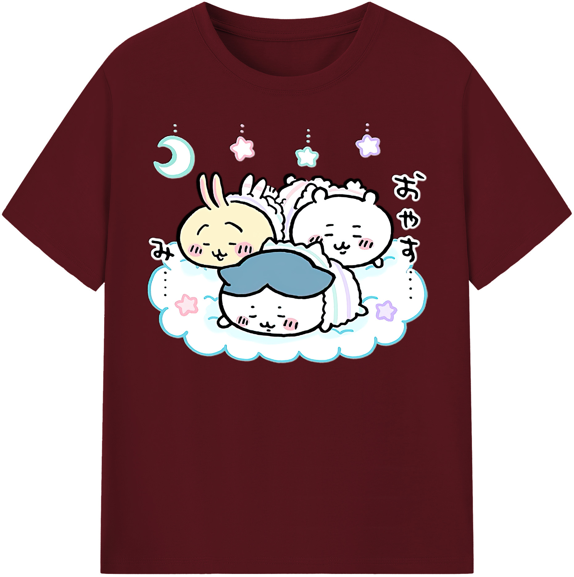 （画像用） ちいかわ ハチワレ Chii-kawa hachiware 綿100％半袖Tシャツ（フロントプリント）